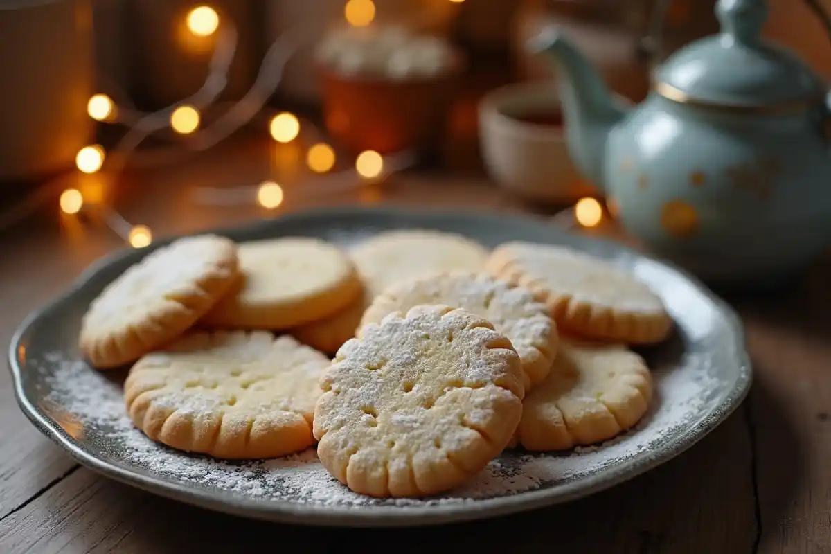 A Plate Of Moon Cookies Under Soft Moonlight With A Celestial Theme